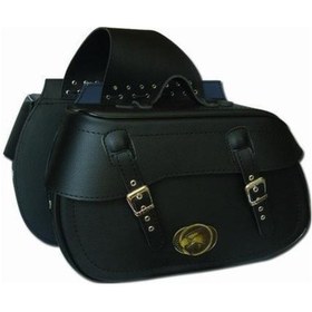 Resim Motosiklet Çanta Choper Model Drogan Deri Yan Çanta Seti Siyah Cruiser Motorcu Çantası Siyah 