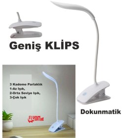 Resim Genel Markalar Şarjlı klipsli kitap okuma ışığı, 14 LED, 3 mod, masa ve kitap arası kullanıma uygun 