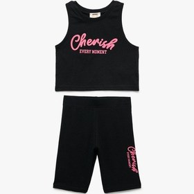 Resim Koton Pamuklu 2'li Baskılı Atlet Ve Tayt Seti Siyah 5skg10116ak Siyah 