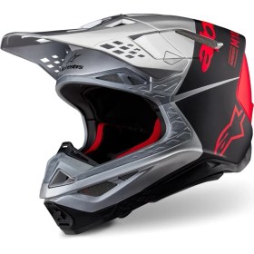 Resim Alpinestars Supertech M10 Flood Off-Road Kaskı Gri Kırmızı Siyah 