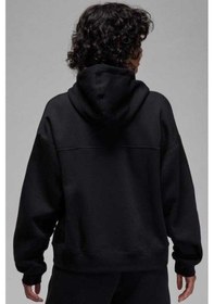 Resim Nike Jordan Psg 23 Loose Fit Hoodie Bol Kesim Kapişonlu Kadın Sweatshirt Siyah Beyaz 
