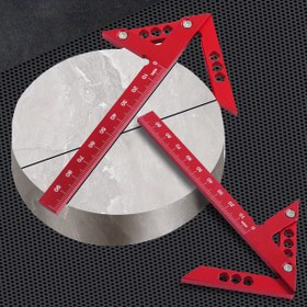 Resim 1 adet Merkez Bulucu Ahşap Kare, 45/90 Derece Doğru Açı Çizgi Ölçer, Alüminyum Alaşımlı Merkez Çizici Hassas Marangoz Cetveli Ahşap Ölçme Çizici Aracı 