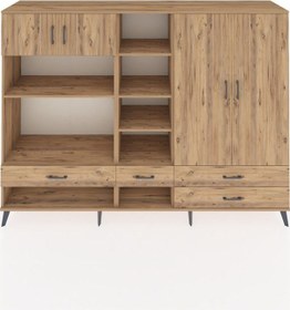 Resim Hyperion Dolap 12 Raflı 4 Çekmeceli 4 Kapaklı 220x44x163 Çam-çam Atlas Çam - Atlas Çam 