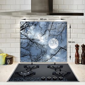 Resim Decorita Gece Desen | Cam Ocak Arkası Koruyucu | 52cm x 60cm 