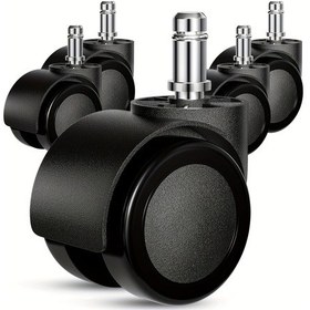 Resim Chuangyinshop Siyah 5 Adet Ofis Sandalyesi Tekerleği Yedek 2 Inç Mobilya Tekerlekleri Sessiz Halı Ve Parke Zemin Siyah 