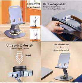 Resim Ayarlanabilir Metal Telefon Tablet Standı Masaüstü Katlanabilir Tutucu Ergonomik Ve Dayanıklı 