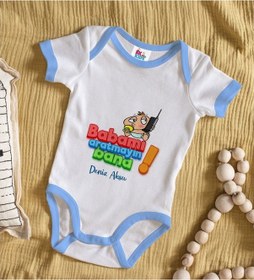 Resim Bitmeyenkartus Bk Kids Kişiye Özel Mavi Bebek Body Zıbın - Model 14 Çok Renkli 