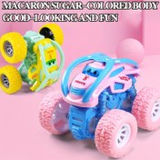 Resim Renkli Macaron İnertsiyeli Akrobasi Araba Oyuncak - Dayanıklı 4WD Off-Road Arazi Aracı, Kauçuk Lastikli, Pembe/Yeşil/Mavi/Sarı, Darbeye Dayanıklı & Şok Emici Sonsuz Eğlence İçin 