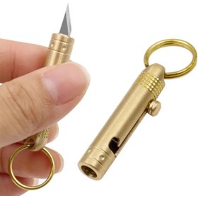 Resim Kelepir Fırsatlar Mini Anahtarlık Tipi Pirinç Gövdeli Çakı Bıçak – Taşınabilir Mini Falçata 