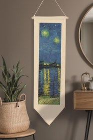 Resim Van Gogh Duvar Halısı, Sanat Serisi Dekor, 100cm Kanvas Flama Askılı Duvar Örtüsü NO:748 - Renkli - 19 / 30 x 100 