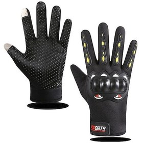 Resim Yunboo Motorsiklet Sürüş Eldiveni: Kayma Önleyici, Koruyucu, Dayanıklı Dokunmatik Ekran Uyumlu Siyah Tam Tip 