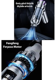 Resim Dybox 22500pa 130w 7800 Bataryalı Güçlü Portatif Vakumlu Kablosuz Üflemeli Mini Araç Süpürgesi 22500pa 