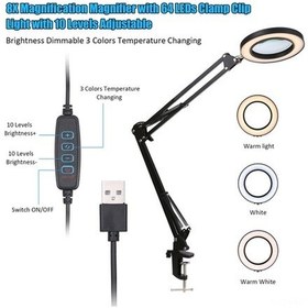 Resim Ebitda 64 Led Siyah 8x Büyüteç Masa Lambası, Usb Işık, Baskı, Oyma İçin Siyah 