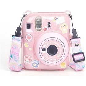 Resim Fujifilm Instax Mini 12 Fotoğraf Makinesi + 20'li Film + Kıskaçlı Resim Standı + Simli Pleksi Kılıf Seti Pembe 