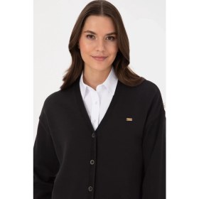 Resim U.S. Polo Assn. Kadın Siyah Hırka (Triko) %100 Pamuk Regular Fit Tek Cepli Trend Stil 