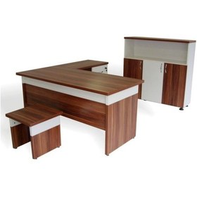 Resim Burovena Vena Sıla Ofis Çalışma Masa Takımı Erik-Beyaz Erik 