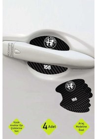 Resim Karbon Tasarımlı Alfa Romeo 166 Kapı İçi Çizik Koruma Ve Estetik Folyo Seti - 4 Parça 166 Yazılı 4 Adet 