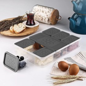 Resim Hepta Collection Mithra Life 8 Adet Gri Kapaklı Kahvaltılık Seti Saklama Kabı MIT1161 