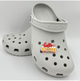 Resim Crocs Terlik Süsü Ve Aksesuarı , Çanta Süsü Jibbitz 3d Hello Summer 05 Logo Aksesuar Beyaz-hardal-kırmızı-şeffaf 