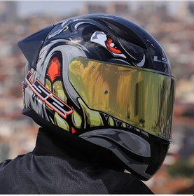 Resim Sarı Cam + Ls2 Rapid 2 Race Spox Kask Gri - Kırmızı 