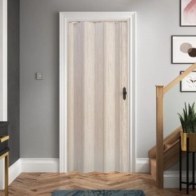 Resim Faran Dekorasyon 130 x 215 Akçaağaç Renk Camsız Pvc Akordiyon Katlanır Kapı - Frnakmodel-21 