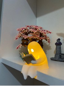 Resim Rekatech Sevimli Hayalet Kitap Okuyan LED Gece Lambası Pilli Mumlu – Dekoratif Masa Lambası 