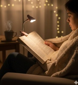 Resim Buffer ® Lamba Model Mandallı LED Kitap Okuma Lambası – Kıvrılabilir Esnek Gövdeli, Taşınabilir Gece 