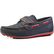 Resim Raker Hakiki Deri Lacivert Cırtlı Ortopedik Erkek Çocuk Ayakkabı 