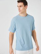 Resim Basic Tişört Bisiklet Yaka Dokulu Reglan Kol Detaylı 