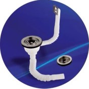 Resim Yapıtaşı çöpmak Yandan Taşmalı Körüklü Mutfak Evye Lavabo Sifonu Beyaz 