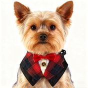 Resim 1 adet Pet Takımı Yaka Bağı, İngiliz Tarzı Kedi Köpek Atkısı Noel Takımı, Ayarlanabilir Pet Giyim Aksesuarları 