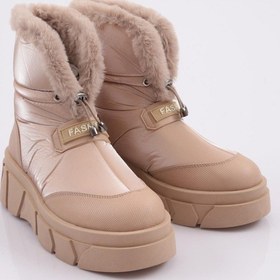 Resim Dgn 2204 Kadin Lastik Bağcikli Kürklü Bot 2204-1571-R3183 Bej 