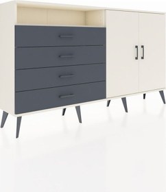 Resim Arges Konsol 3 Raflı 4 Çekmeceli 2 Kapaklı 176x30x99 Aytaşı-aytaş Aytaşı-aytaşı/antrasit 