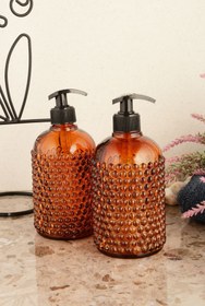 Resim ANGDESİGN Angdesign Yıldız Cam Sıvı Sabunluk 2'li-amber 