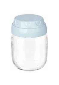 Resim Vintage Dekoratif Cam Kavanoz 425ml - 14,3 Oz Mavi 