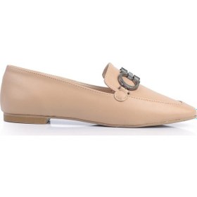 Resim Shoetek Londo Kadın Babet Tokalı Ten Deri Ten Cilt Ten Rengi 