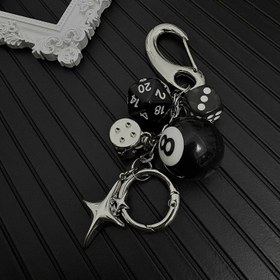 Resim Şık Siyah No. 8 Bilardo Topu & Yıldız Anahtarlık - Reçine, Istakoz Tokası, Çantalar & Telefonlar İçin Mükemmel - Doğum Günleri & Sevgililer Günü İçin Eşsiz Hediye 