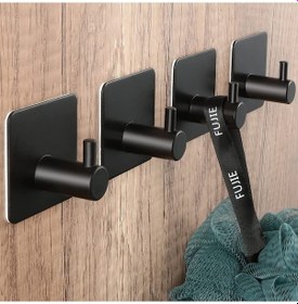 Resim Zift Unique 2 Adet Paslanmaz Çelik Siyah Banyo/Bornoz/Havlu Askısı Siyah 