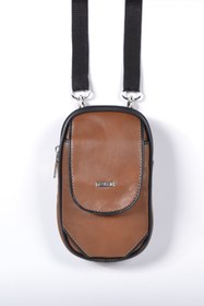 Resim Meka Deri Unisex Antik Kahve Hakiki Deri Telefon Bölmeli Omuz Çantası 