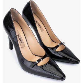 Resim Valmenti Kadın Hakiki Deri Siyah Kroko Stiletto Ayakkabı 1138 4930 Bn Ayk SK25-26 Sıyah Kroko 