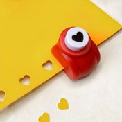 Resim Sevimli Mini Kalp Şeklinde Kağıt Delici - DIY El İşi için Taşınabilir Manuel Kabartma Aleti, Kırmızı 