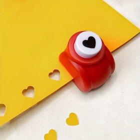 Resim Sevimli Mini Kalp Şeklinde Kağıt Delici - DIY El İşi için Taşınabilir Manuel Kabartma Aleti, Kırmızı 