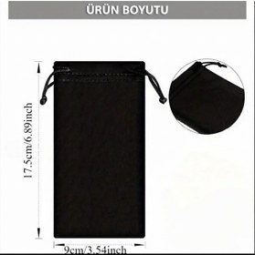 Resim emrebilisim Mikrofiber Gözlük Çantası Bağcıklı Kapatma ile Dayanıklı Dokuma Gözlük Leri Korur 2 -Adet 