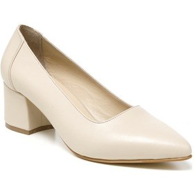 Resim Topuklu/ Stiletto Kadın Rc-4003 Deriden Krem Krem 
