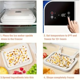 Resim 1pc Ice Cream Roll Maker + Ice Tray, Portable Ice Cream Maker Pan, Rolled Ice Cream Maker Plate, Mini Fried Yogurts Machine with Shovel for Homemade DIY 
