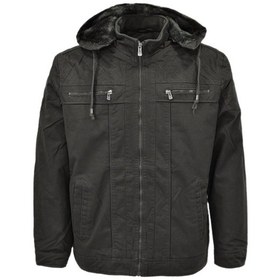 Resim Erkek Kapüşonlu Kanvas Spor Mont 85122 Bgl-st04178 Haki 