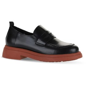Resim Bueno Shoes Siyah Pembe Açma Deri Kadın Loafer 01wz4000 