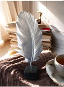 Resim Kırılmaz Polyester,tüy Desenli Kaideli Beyaz Renk Biblo 