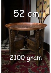 Resim 52 Cm El İşlemeli Otantik Desenli Kalın Urfa Bakır Tepsi - Bakır-tps449 Antik Bakır 