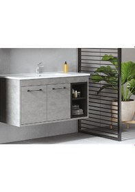 Resim Denko Latte 100 Cm Mdf Retro Gümüş Banyo Banyo Dolabı Takımı + Boy Dolabıol Gümüş 